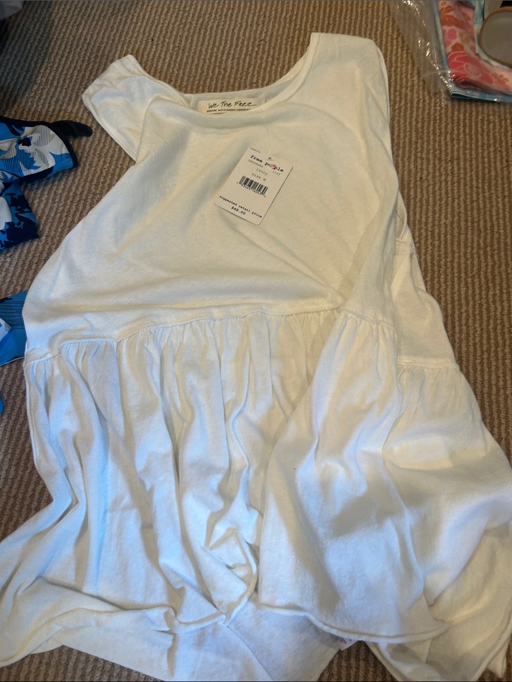 NWT Free People we the free anytime tank White Peplum size m - Picture 6 of 10